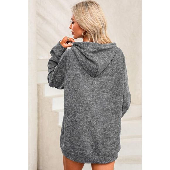 Azura Exchange  Gray Mineral Wash Kangaroo Pocket Drawstring Pullover Hoodie - Picture 2 of 15